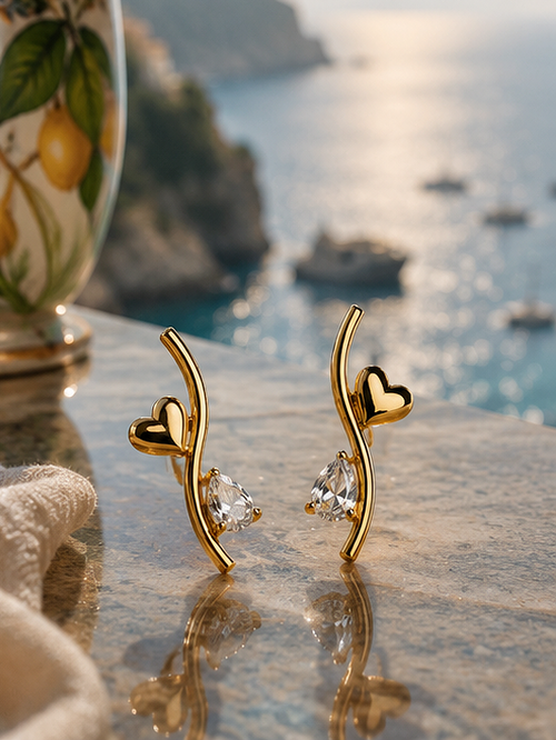Crystal Heartline Earrings