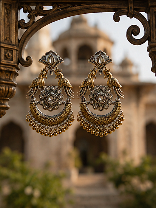 Royal Peacock Chandbali Earrings