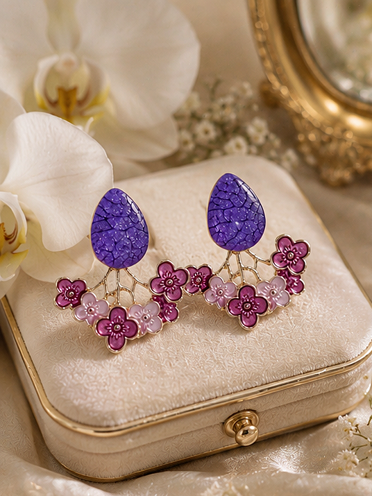 Violet Blossom Statement Earrings