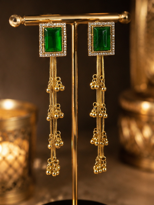 Emerald Royale Tassel Earrings