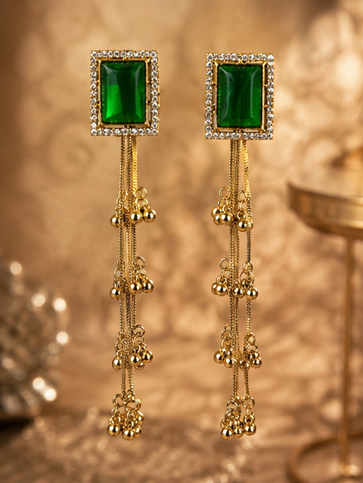 Emerald Royale Tassel Earrings