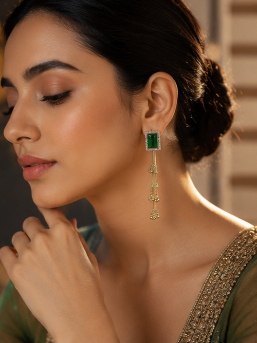Emerald Royale Tassel Earrings