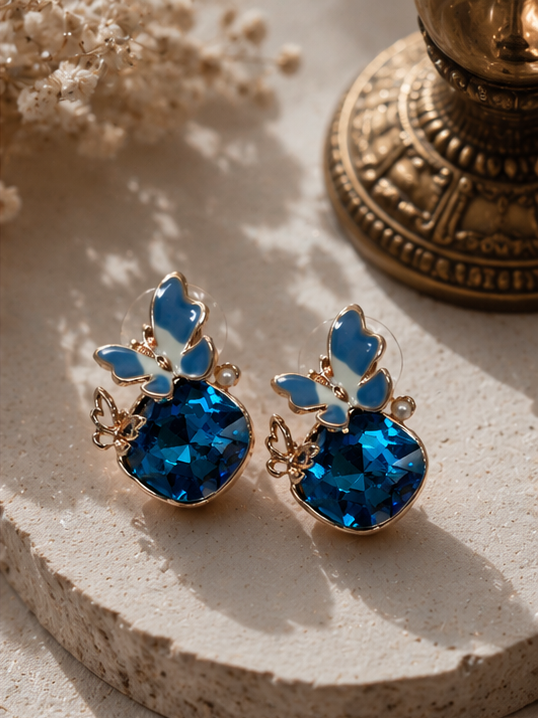 Sapphire Butterfly Bloom Studs
