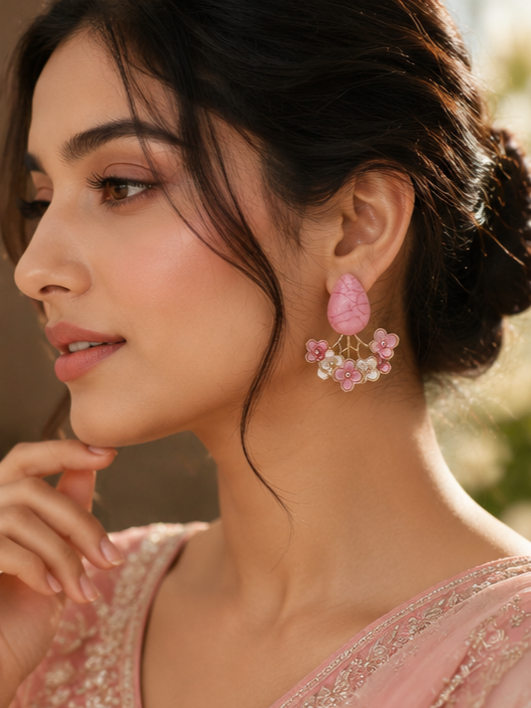 Blush Blossom Statement Earrings