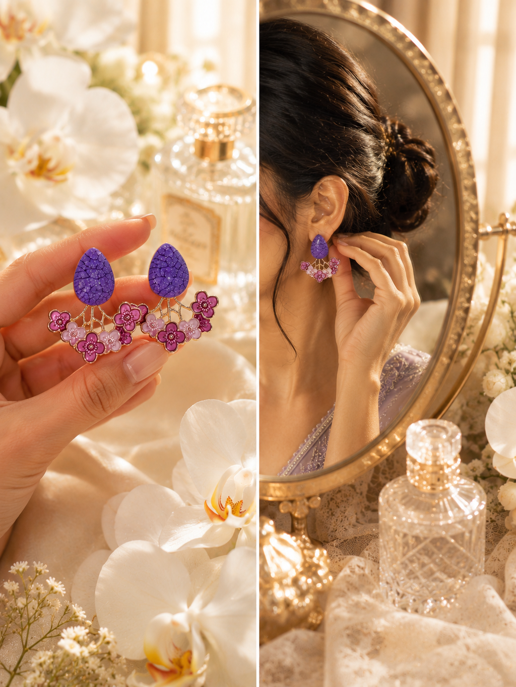 Violet Blossom Statement Earrings