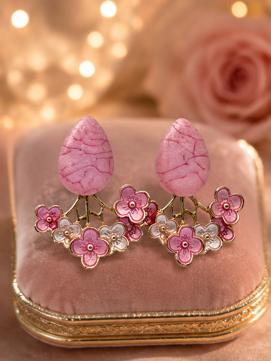 Blush Blossom Statement Earrings