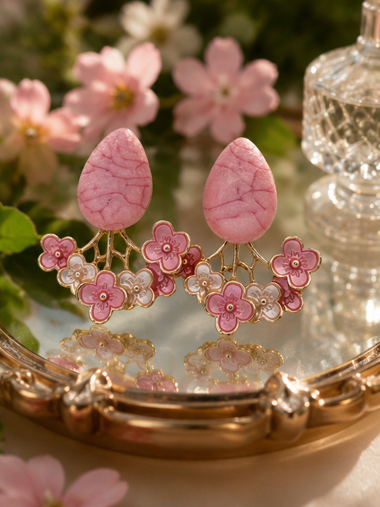 Blush Blossom Statement Earrings