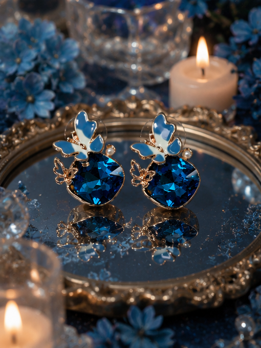 Sapphire Butterfly Bloom Studs