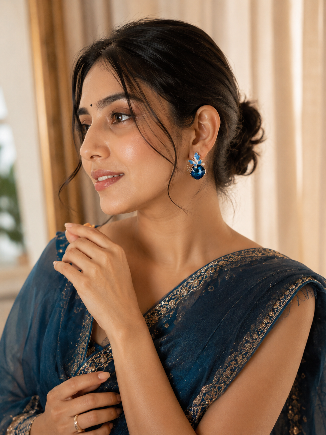 Sapphire Butterfly Bloom Studs