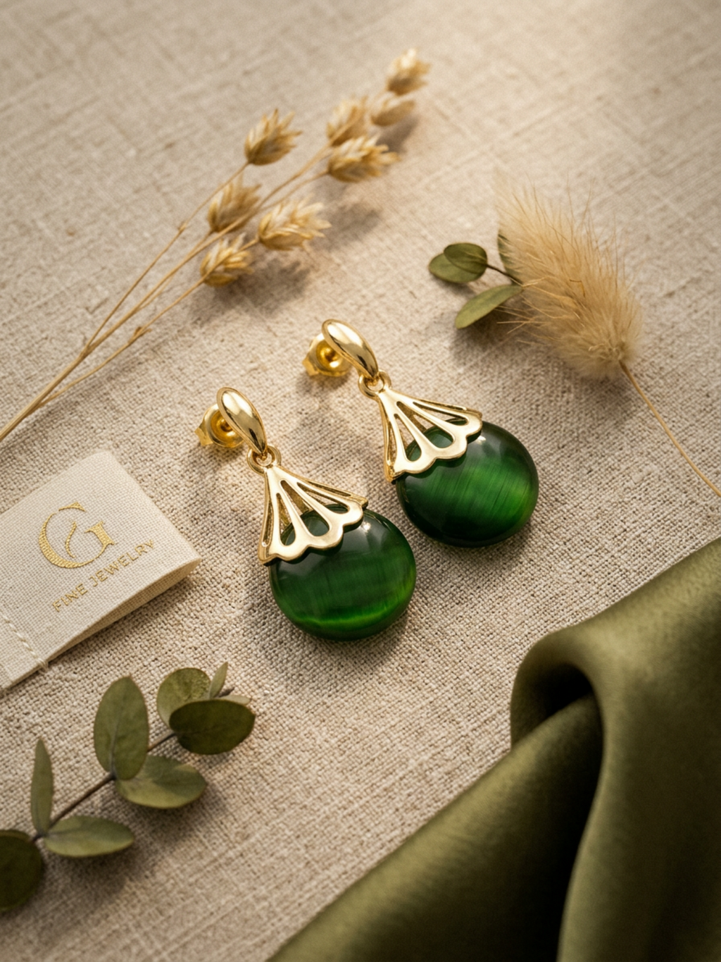 Emerald Aura Drop Earrings