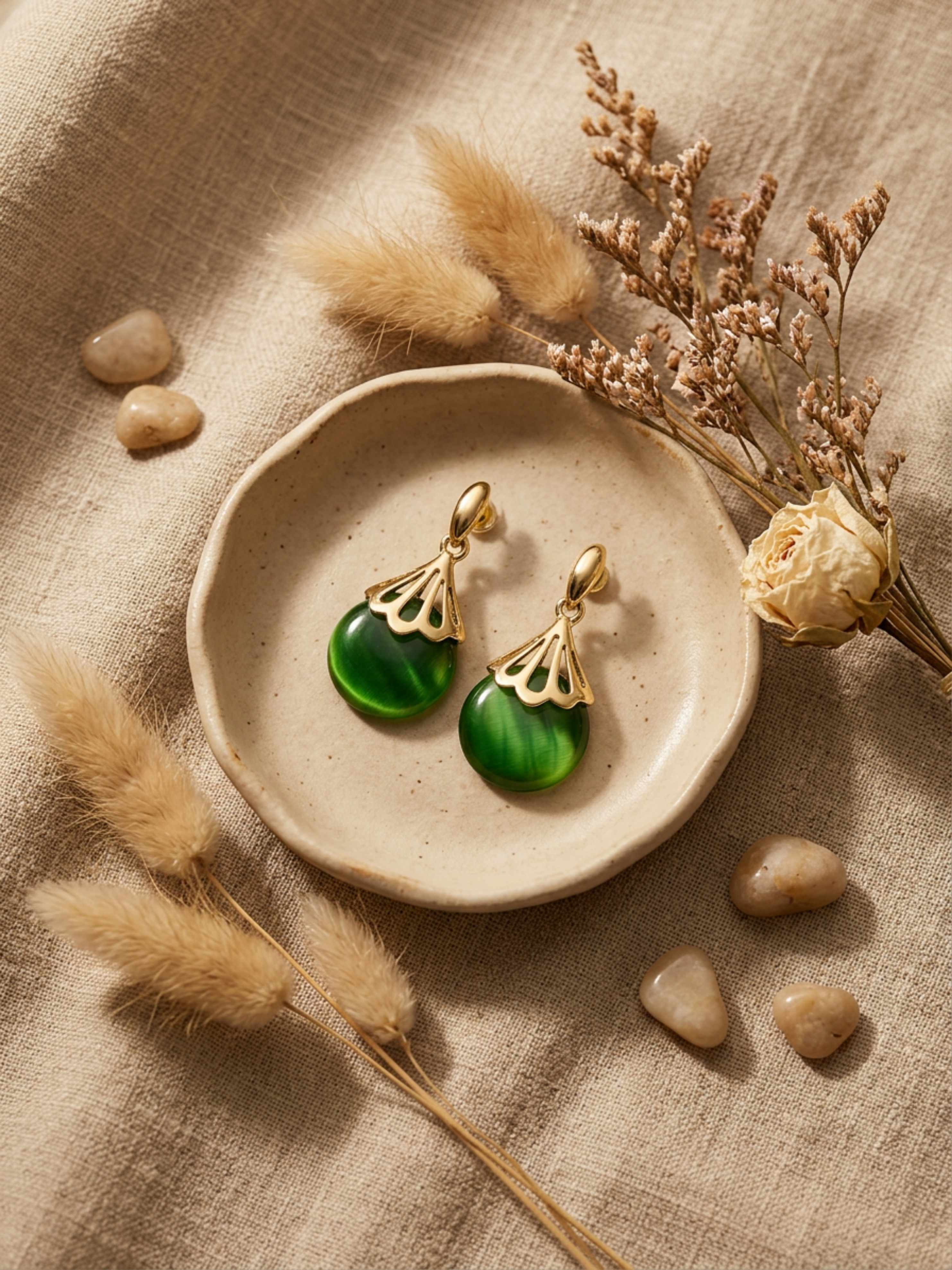Emerald Aura Drop Earrings