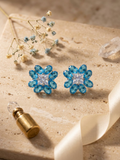 Princess Cut Floral Stud Earrings
