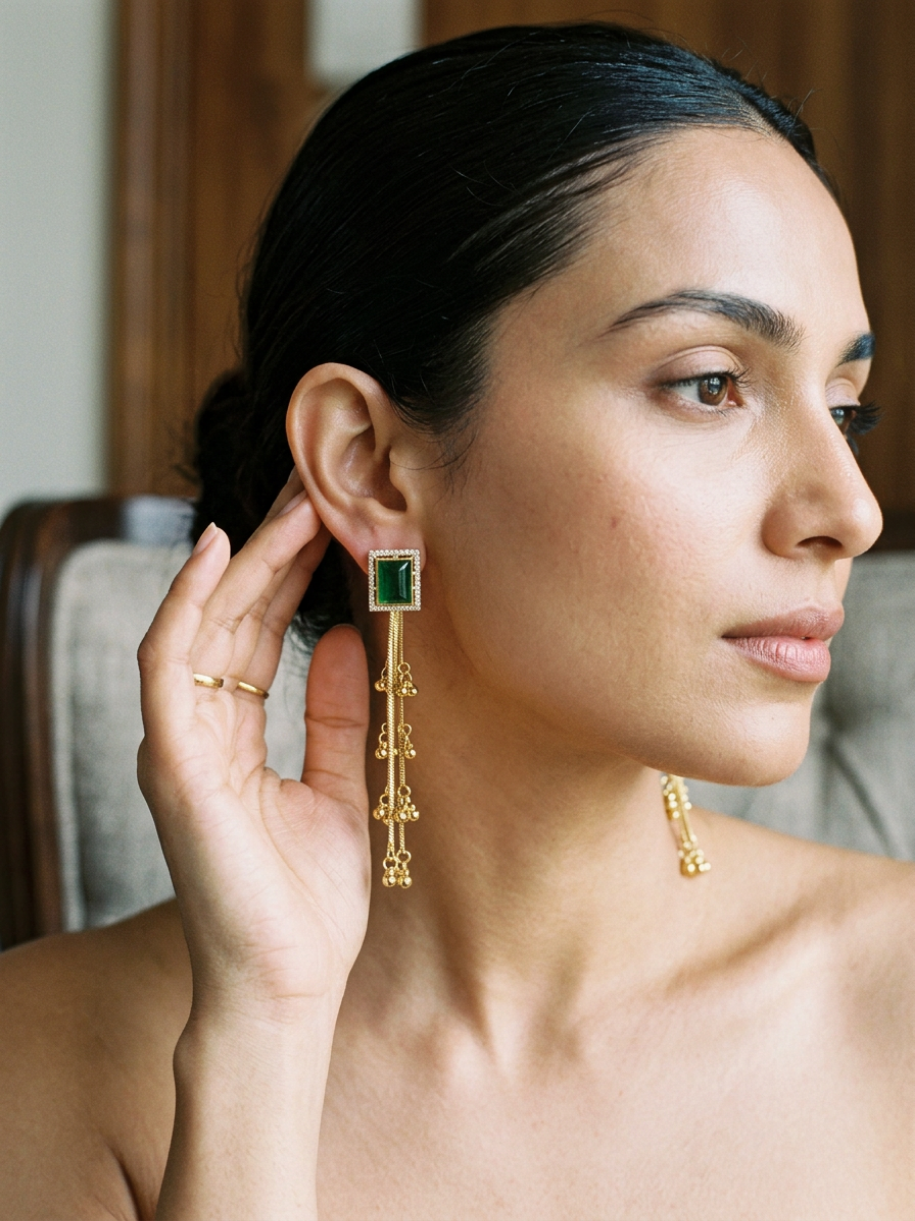 Emerald Royale Tassel Earrings