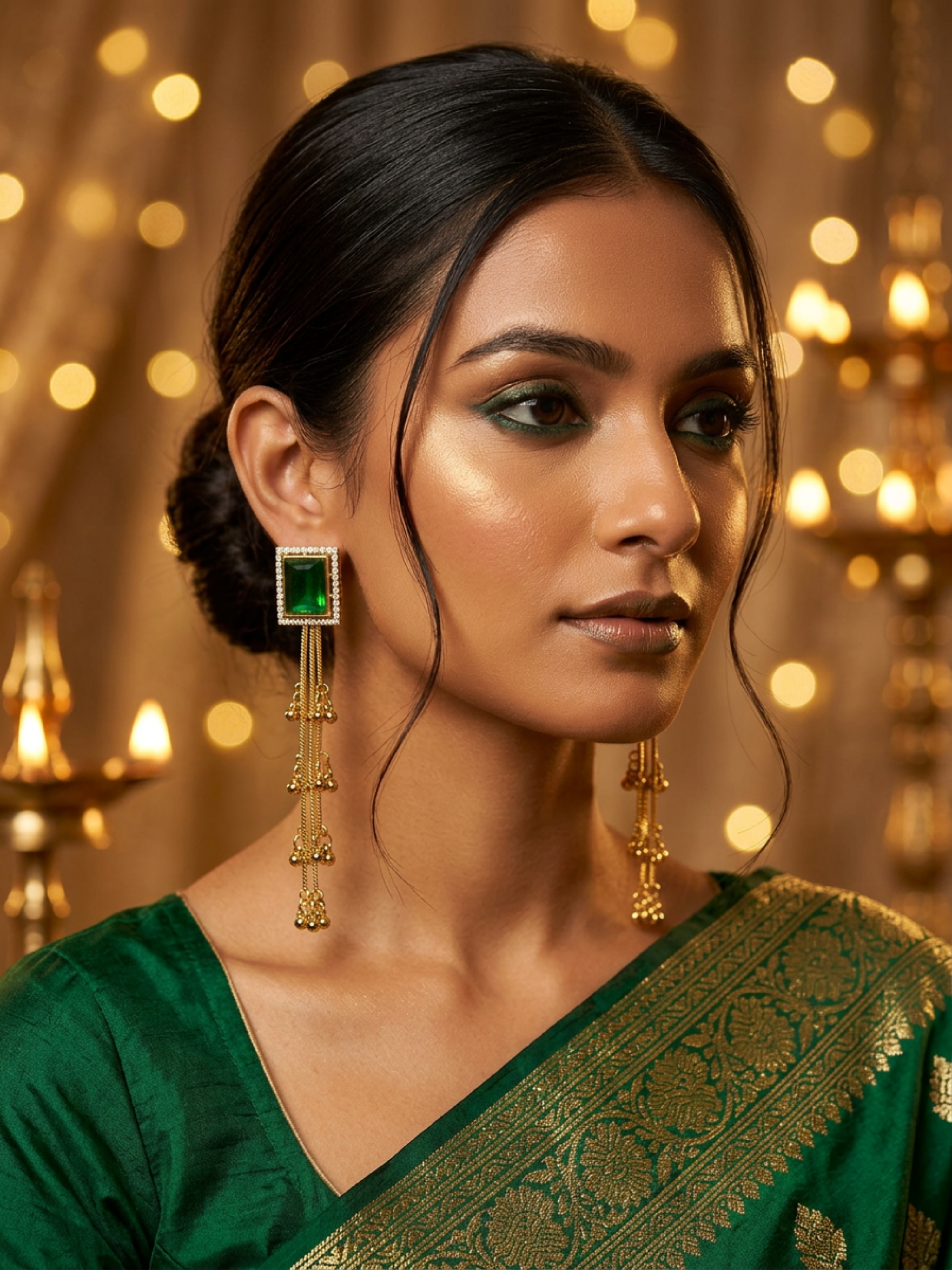 Emerald Royale Tassel Earrings