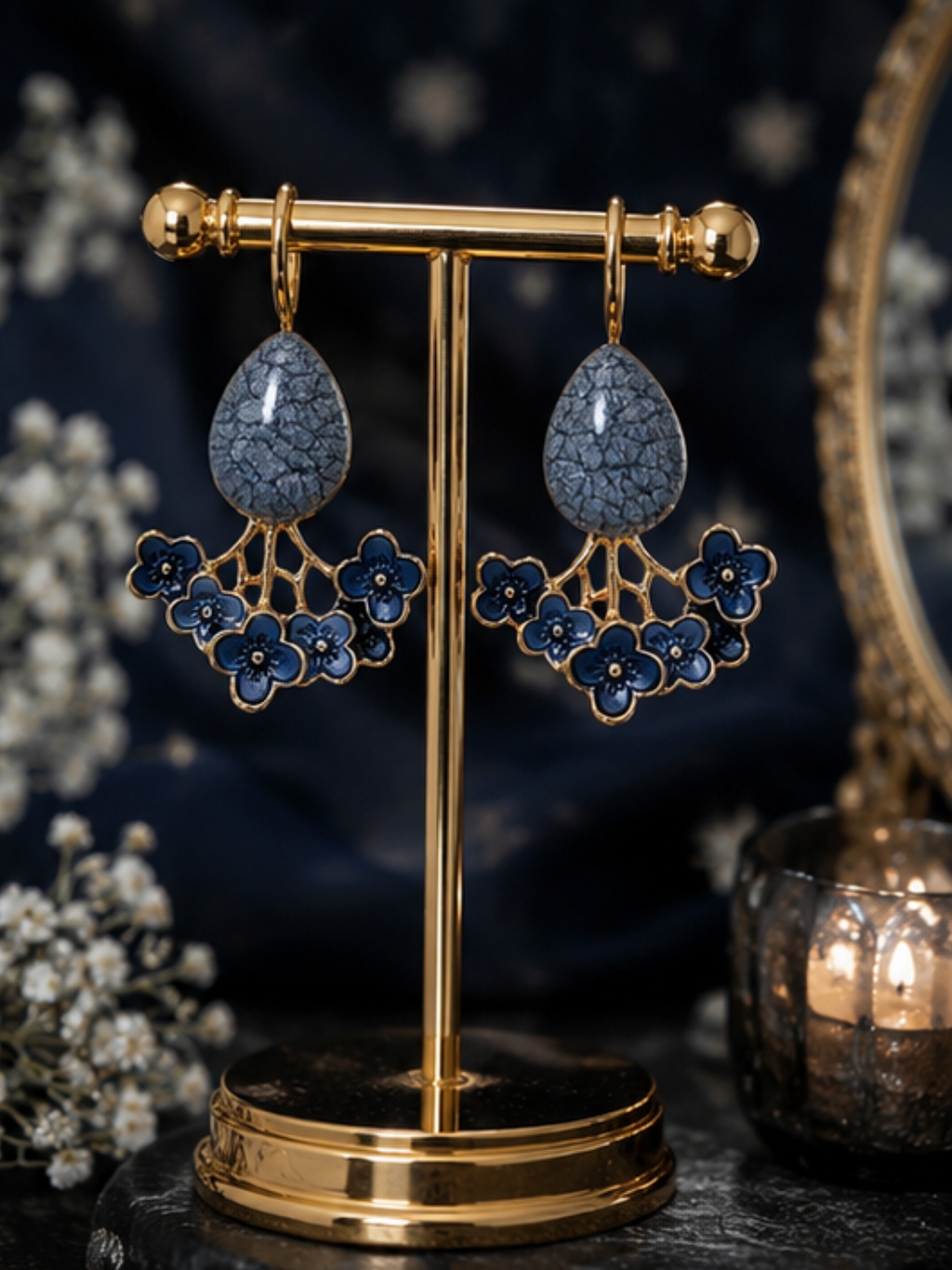 Midnight Blossom Statement Earrings