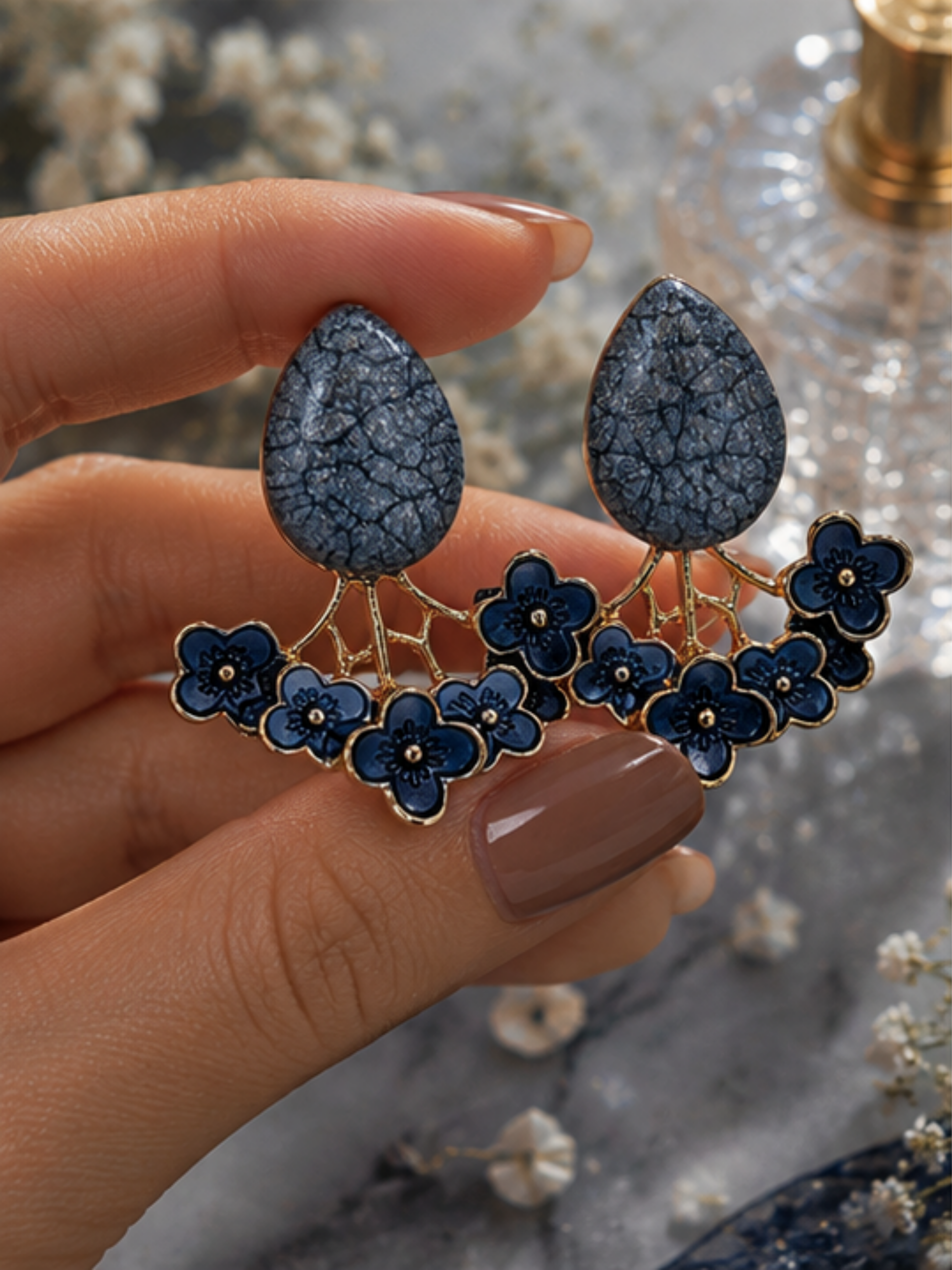 Midnight Blossom Statement Earrings