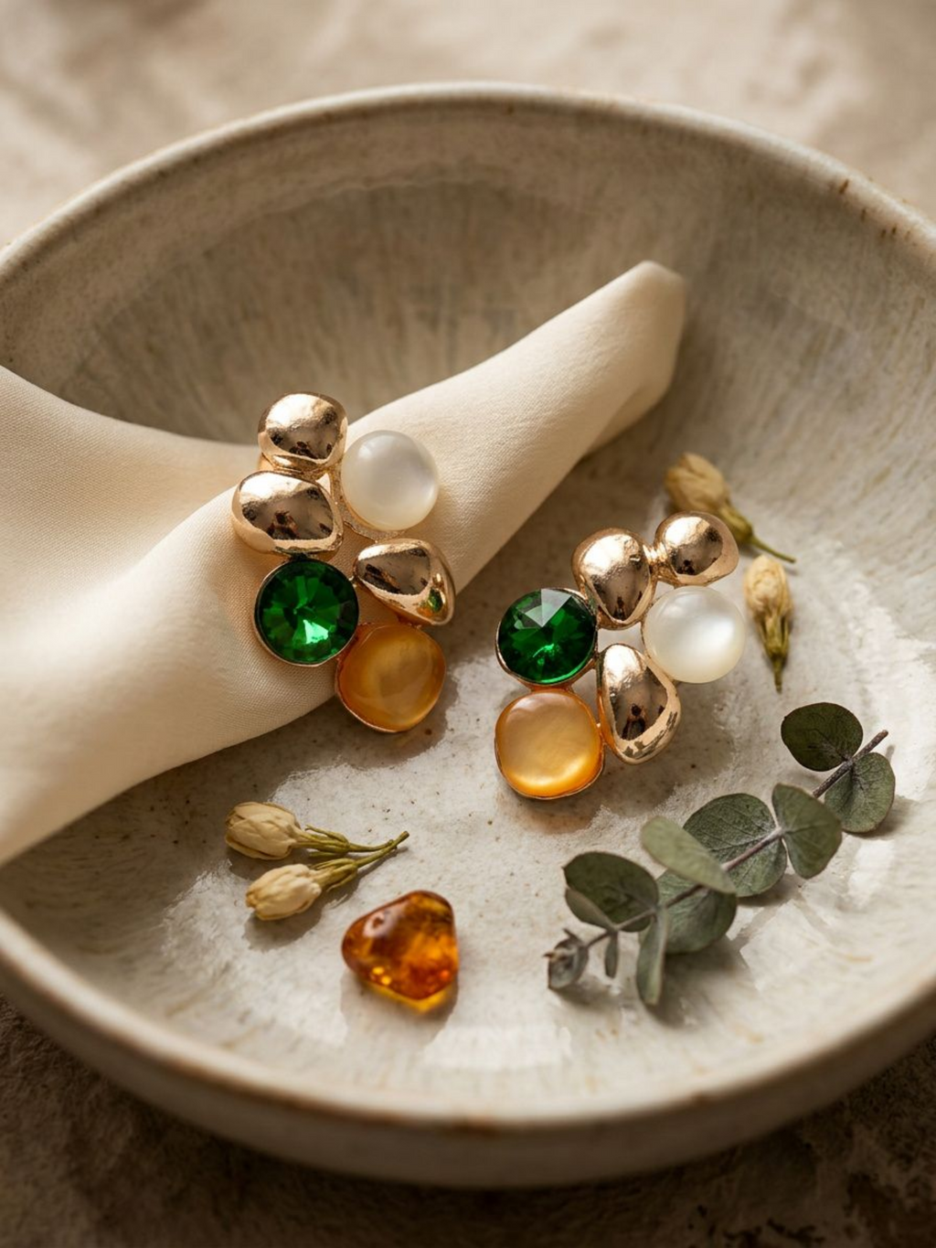 Emerald Pearl Bloom Studs