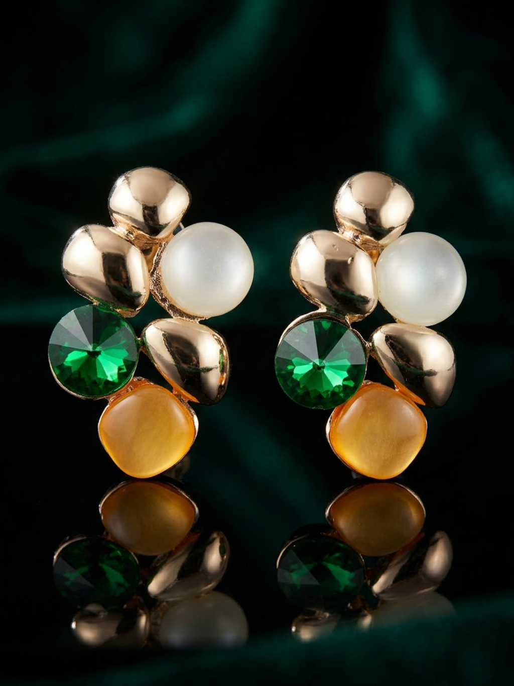 Emerald Pearl Bloom Studs