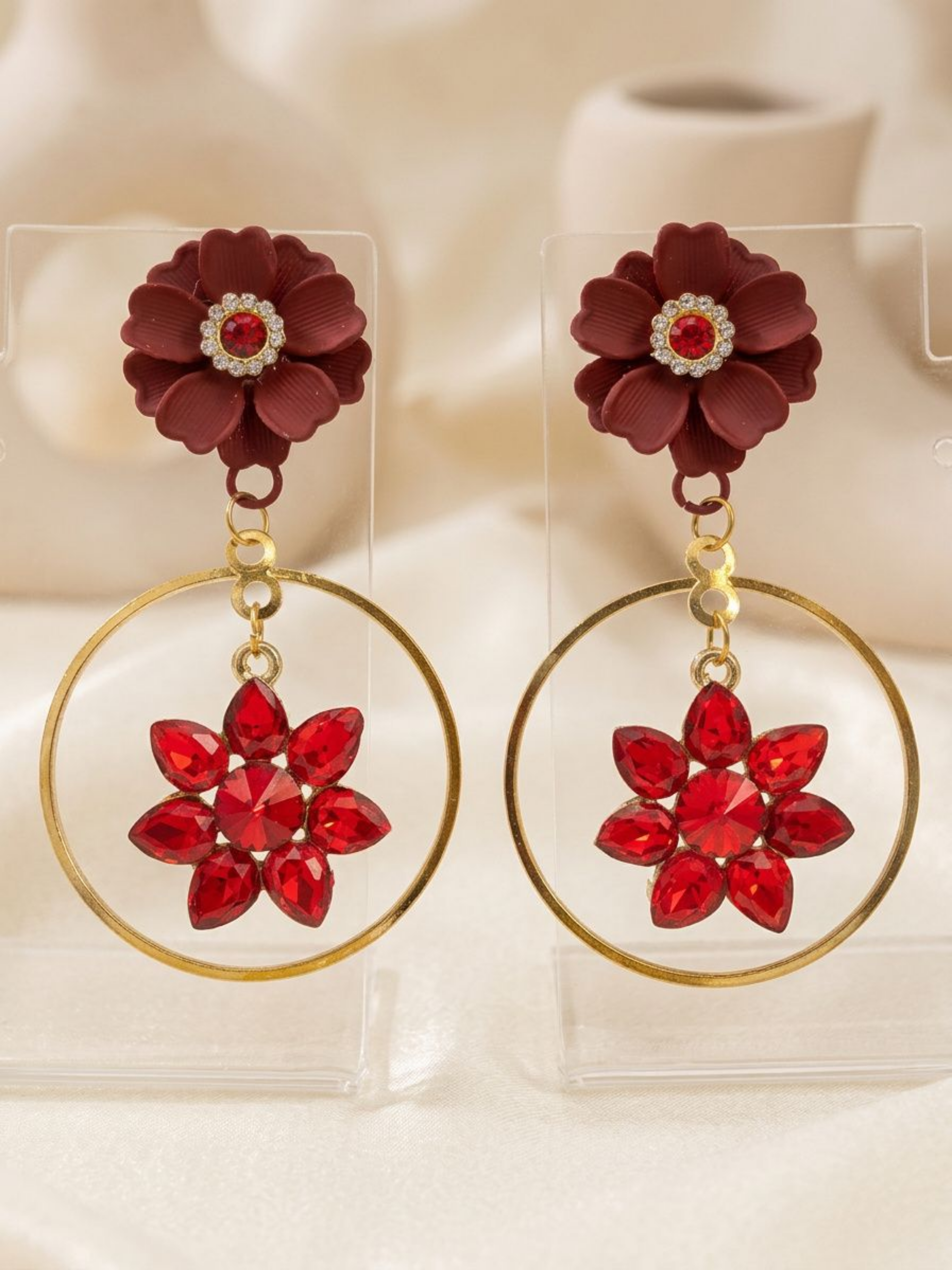 Ruby Bloom Hoop Earrings