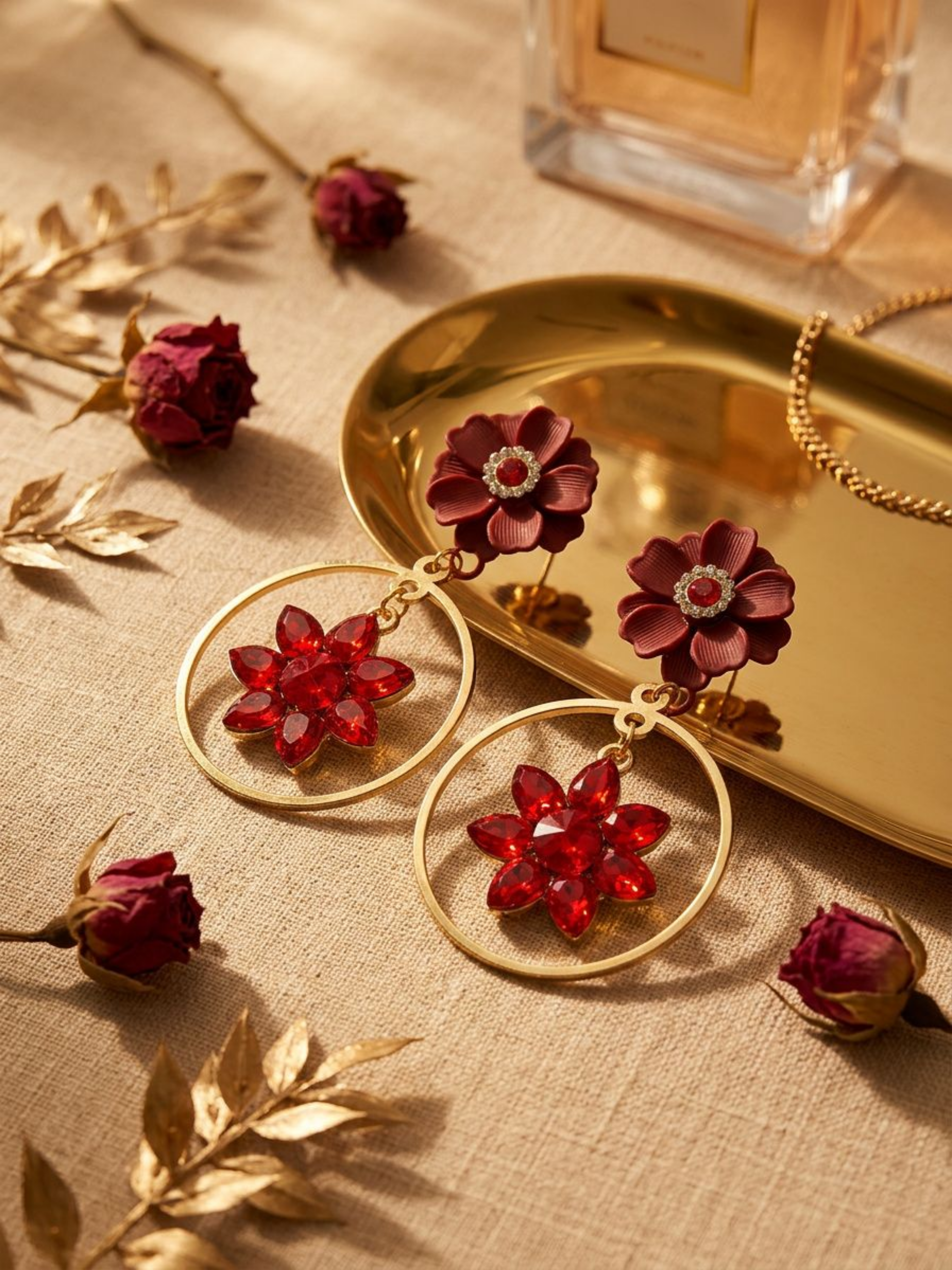 Ruby Bloom Hoop Earrings