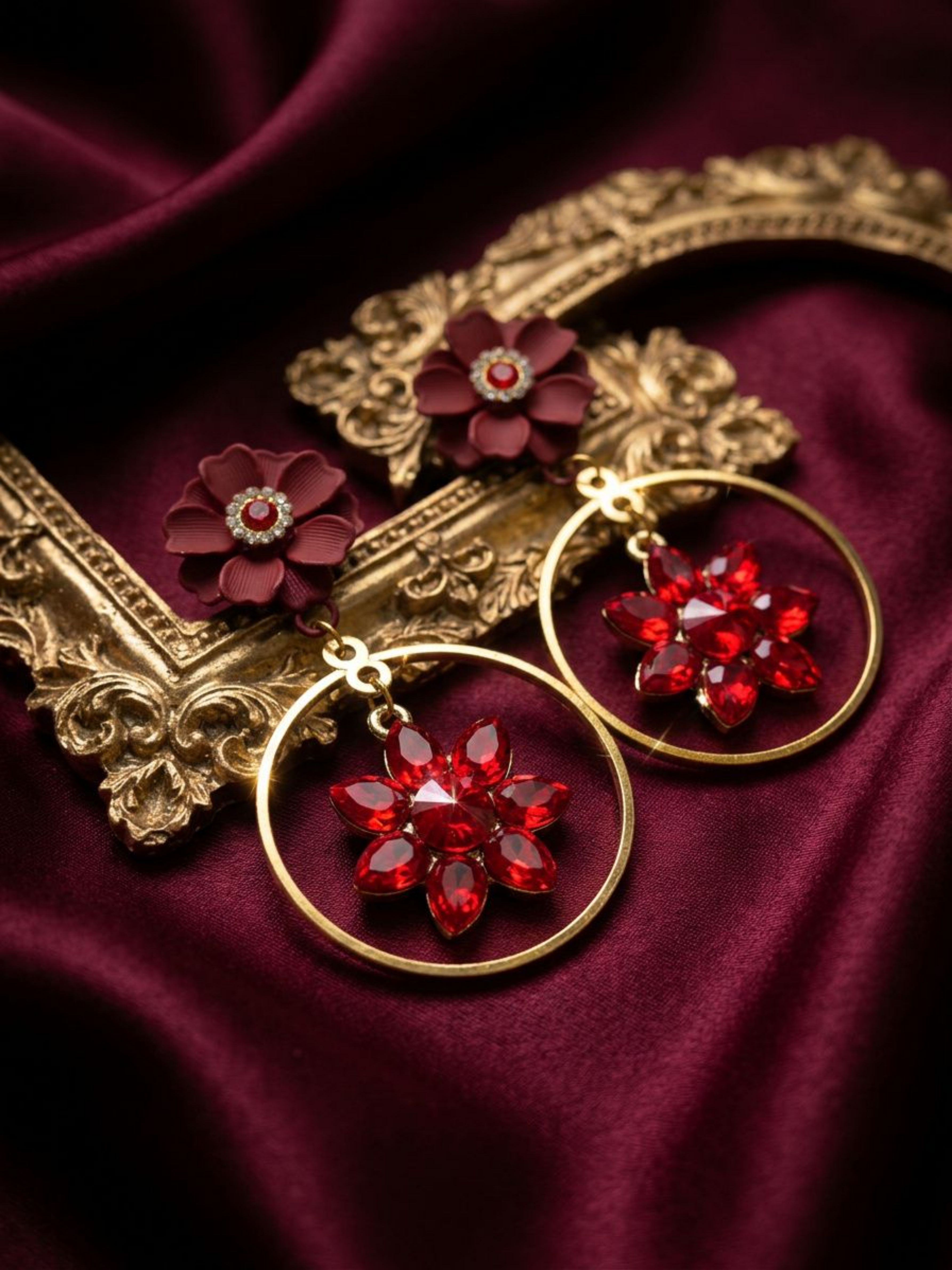 Ruby Bloom Hoop Earrings