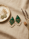 Emerald Pearl Tassel Earrings