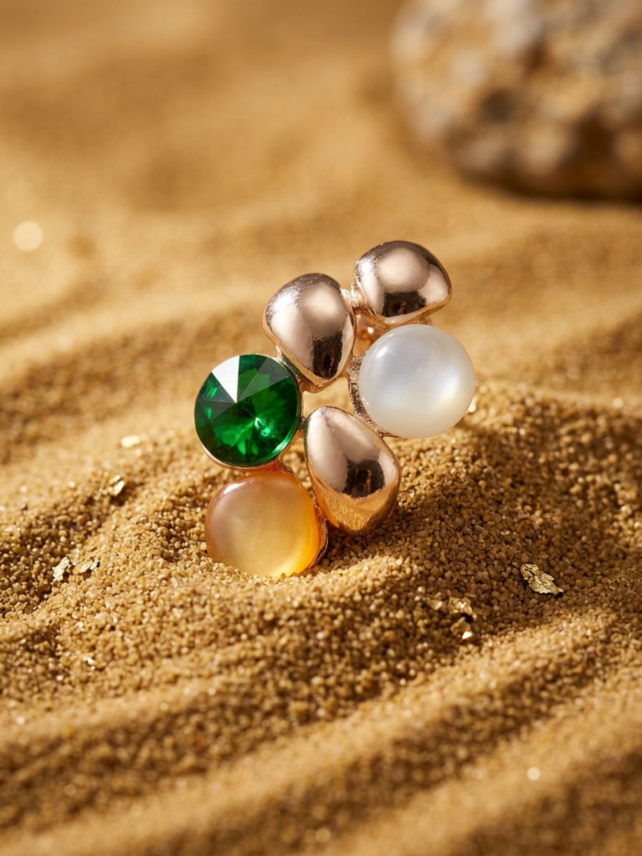 Emerald Pearl Bloom Studs