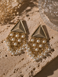 Pearl Cascade Triangle Earrings