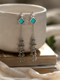 Aqua Cascade Tassel Earrings