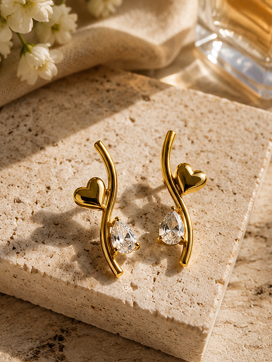 Crystal Heartline Earrings