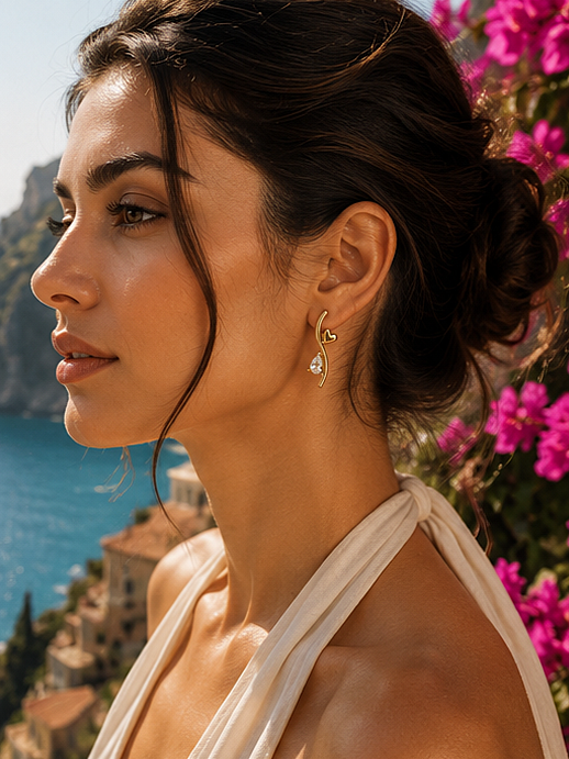 Crystal Heartline Earrings