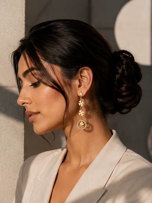 Golden Clover Cascade Earrings