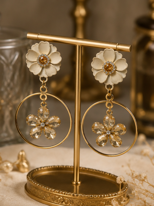 Golden Blossom Hoop Earrings
