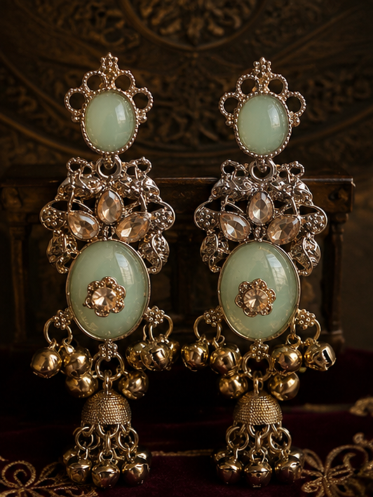 Mint Heirloom Jhumka Earrings