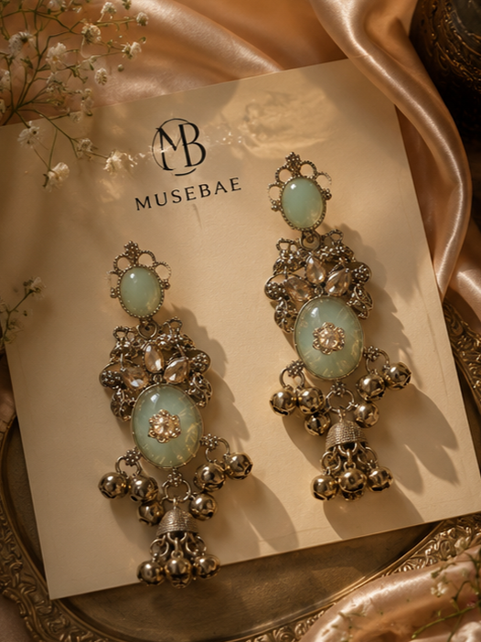 Mint Heirloom Jhumka Earrings