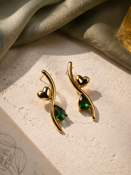 Emerald Heartline Earrings