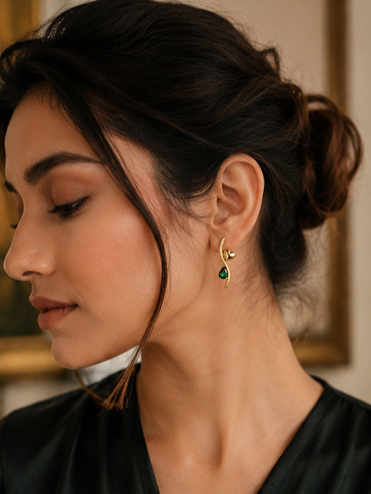 Emerald Heartline Earrings