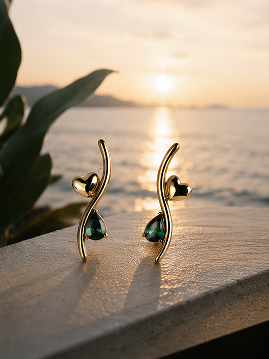 Emerald Heartline Earrings