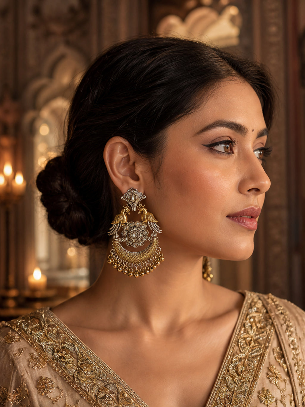 Royal Peacock Chandbali Earrings